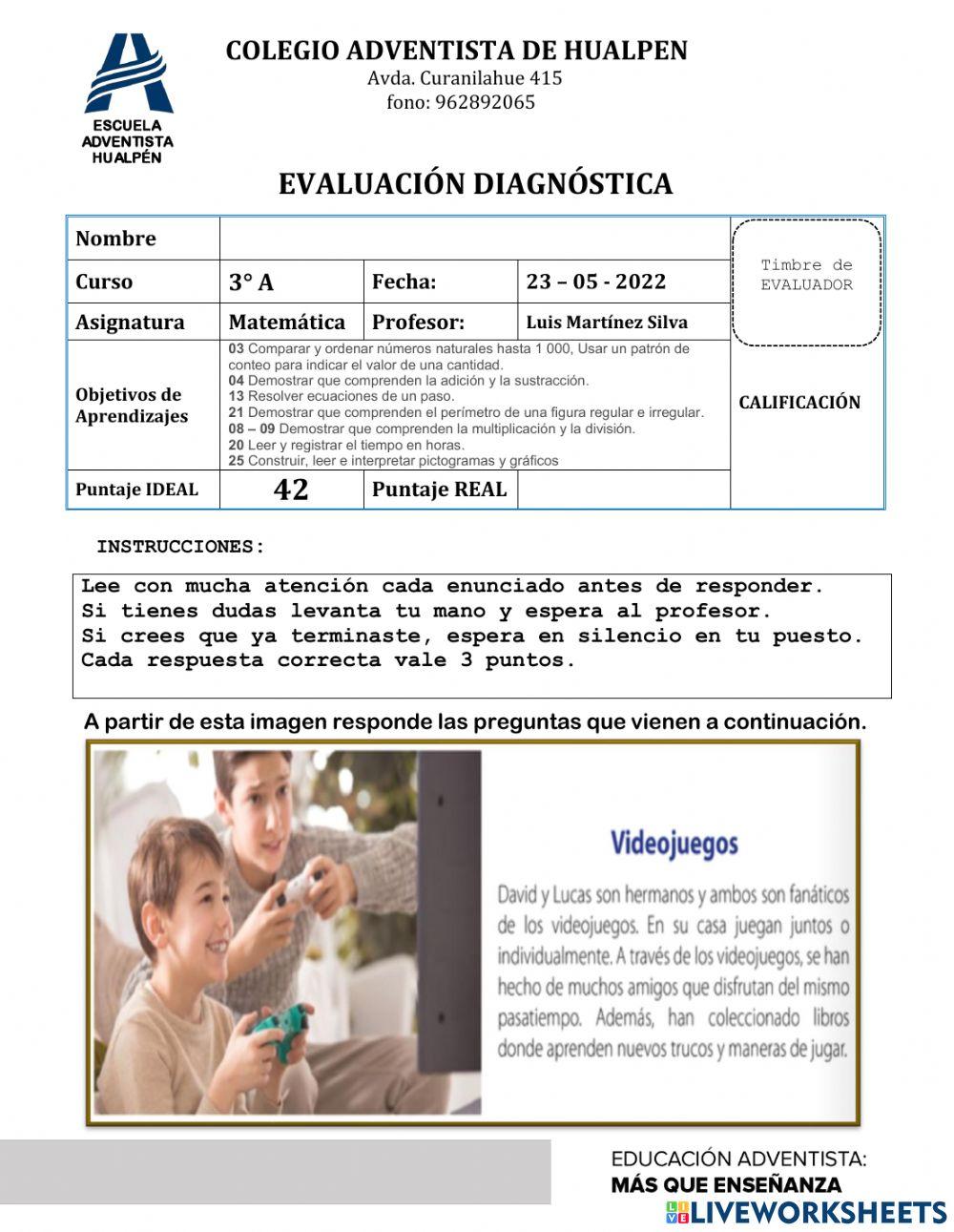 Evaluación Diagnóstica Matemática