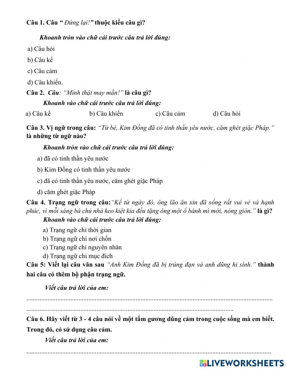 H. ôn  luyện từ và câu