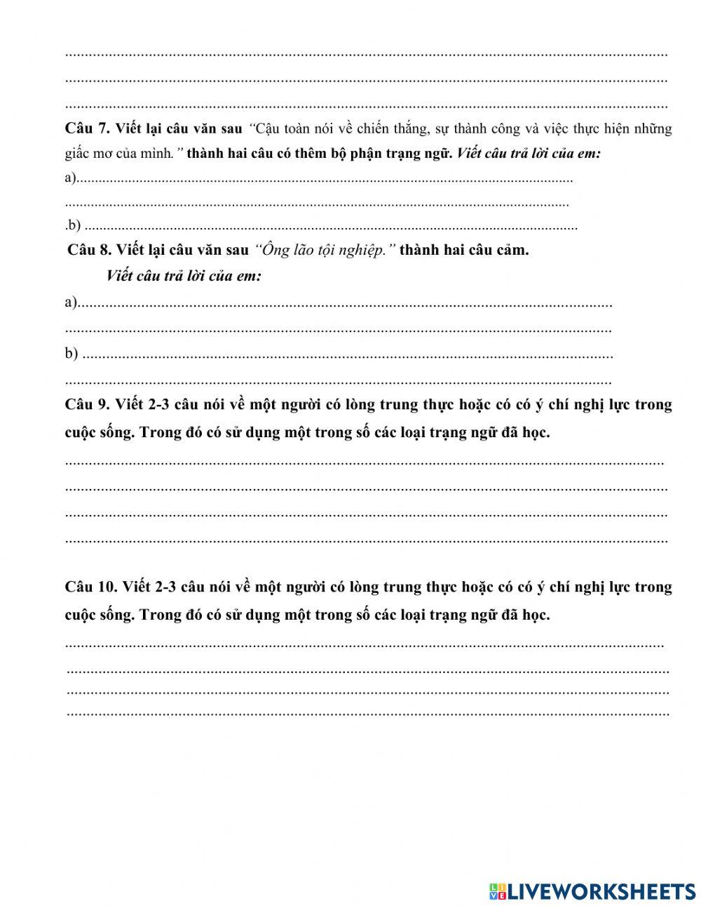 H. ôn  luyện từ và câu