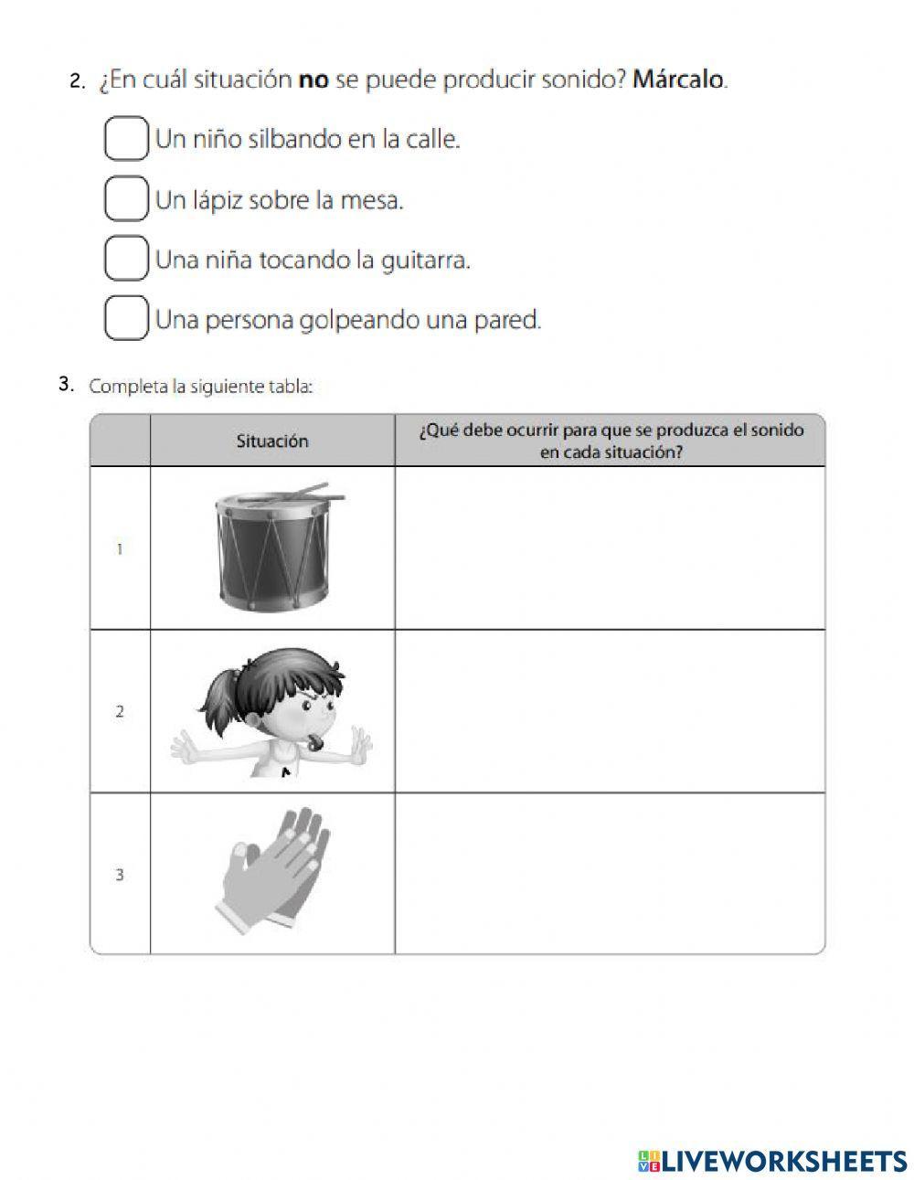 Ev. La luz y el sonido (ciencias Naturales Tercero Básico)