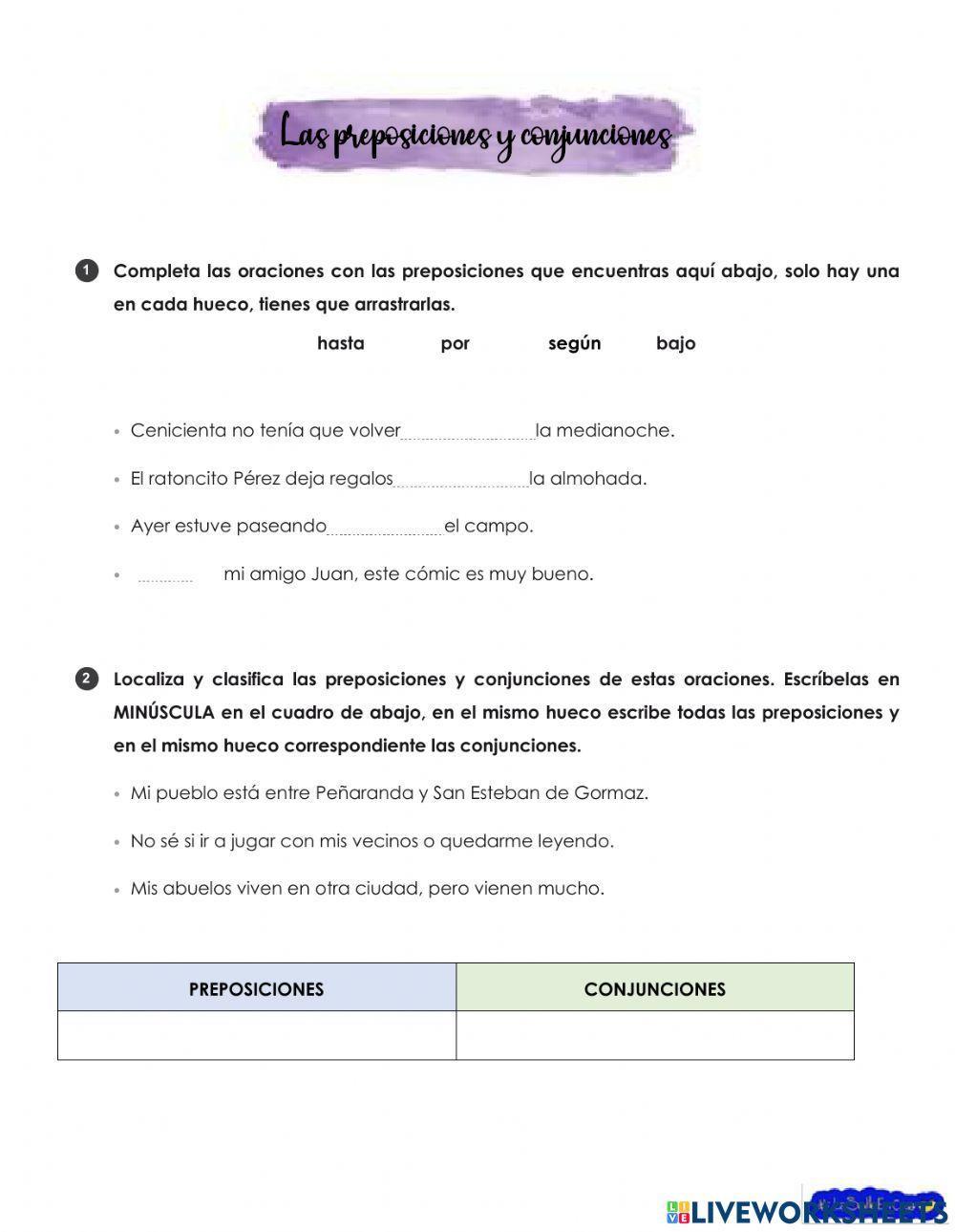 Preposiciones y conjunciones