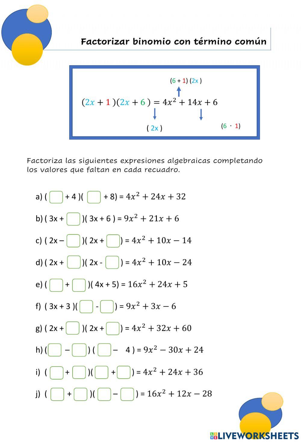 Factorización término común