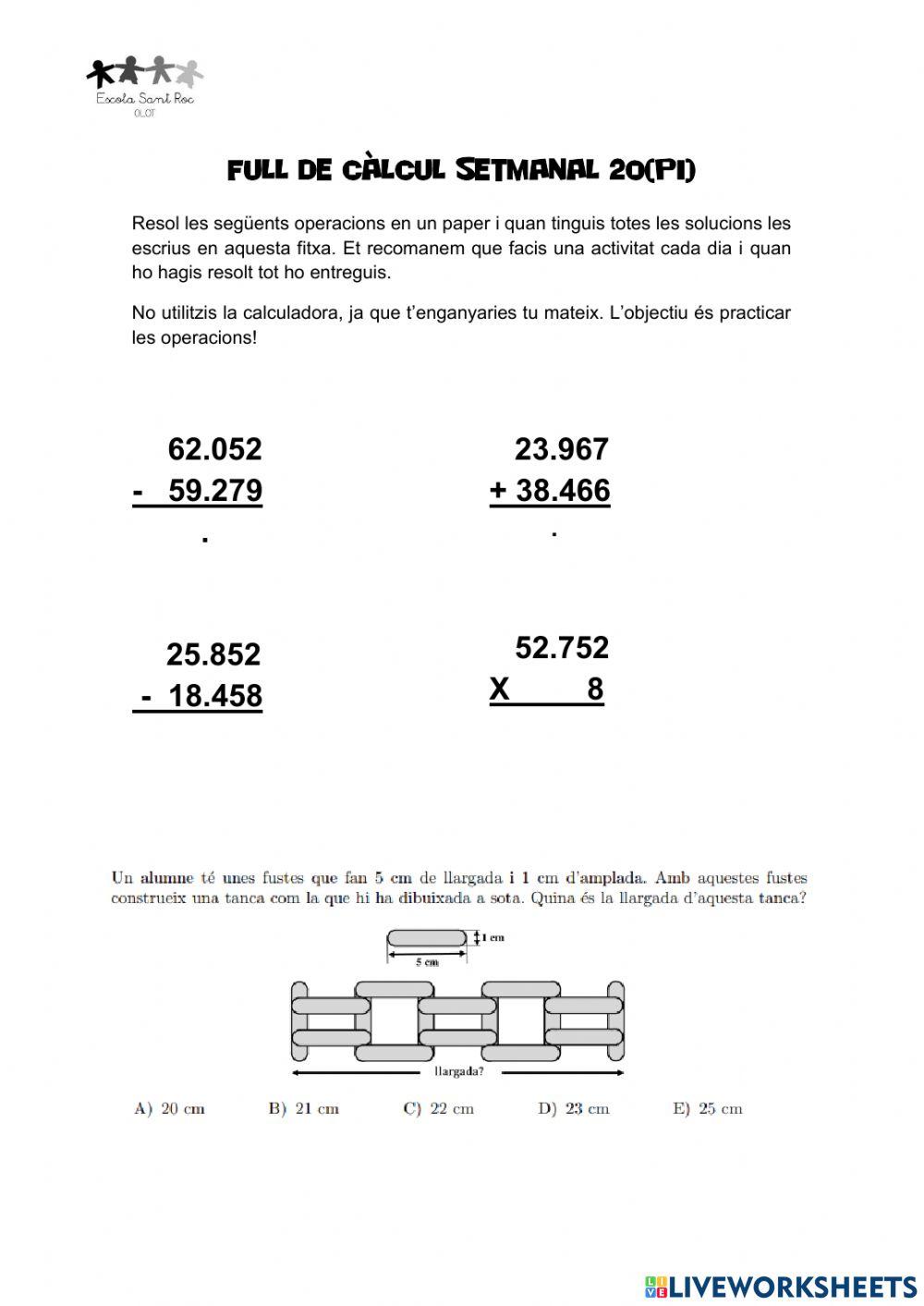 Full de càlcul 20 (PI)