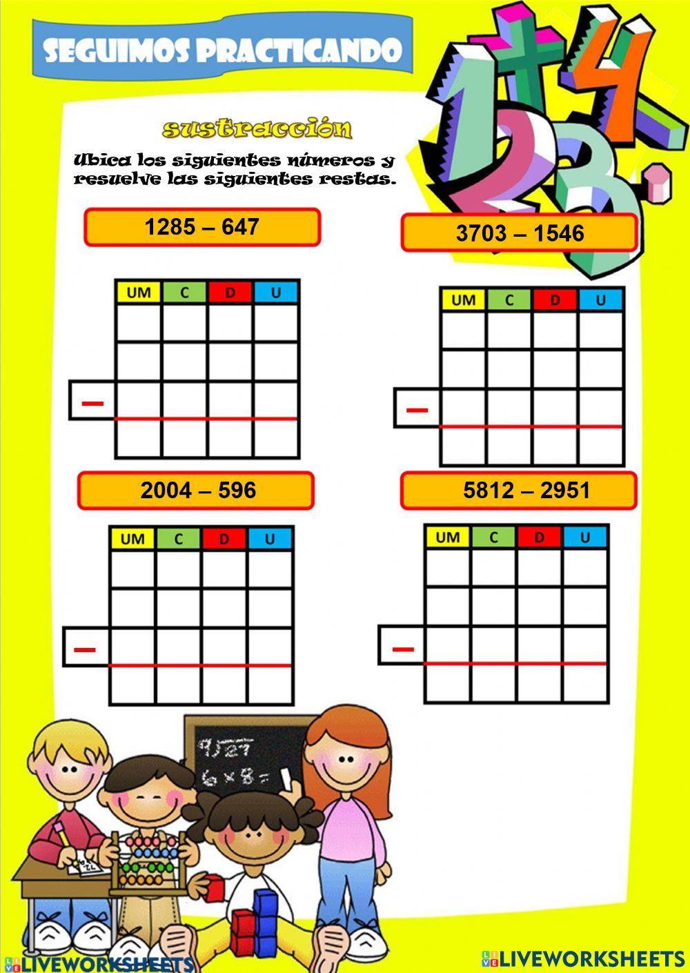 Restas de 3 y 4 cifras