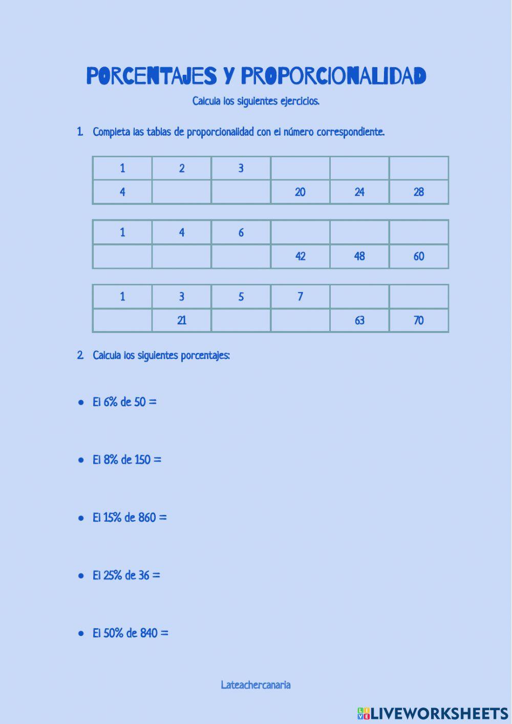 Proporcionalidad y porcentaje