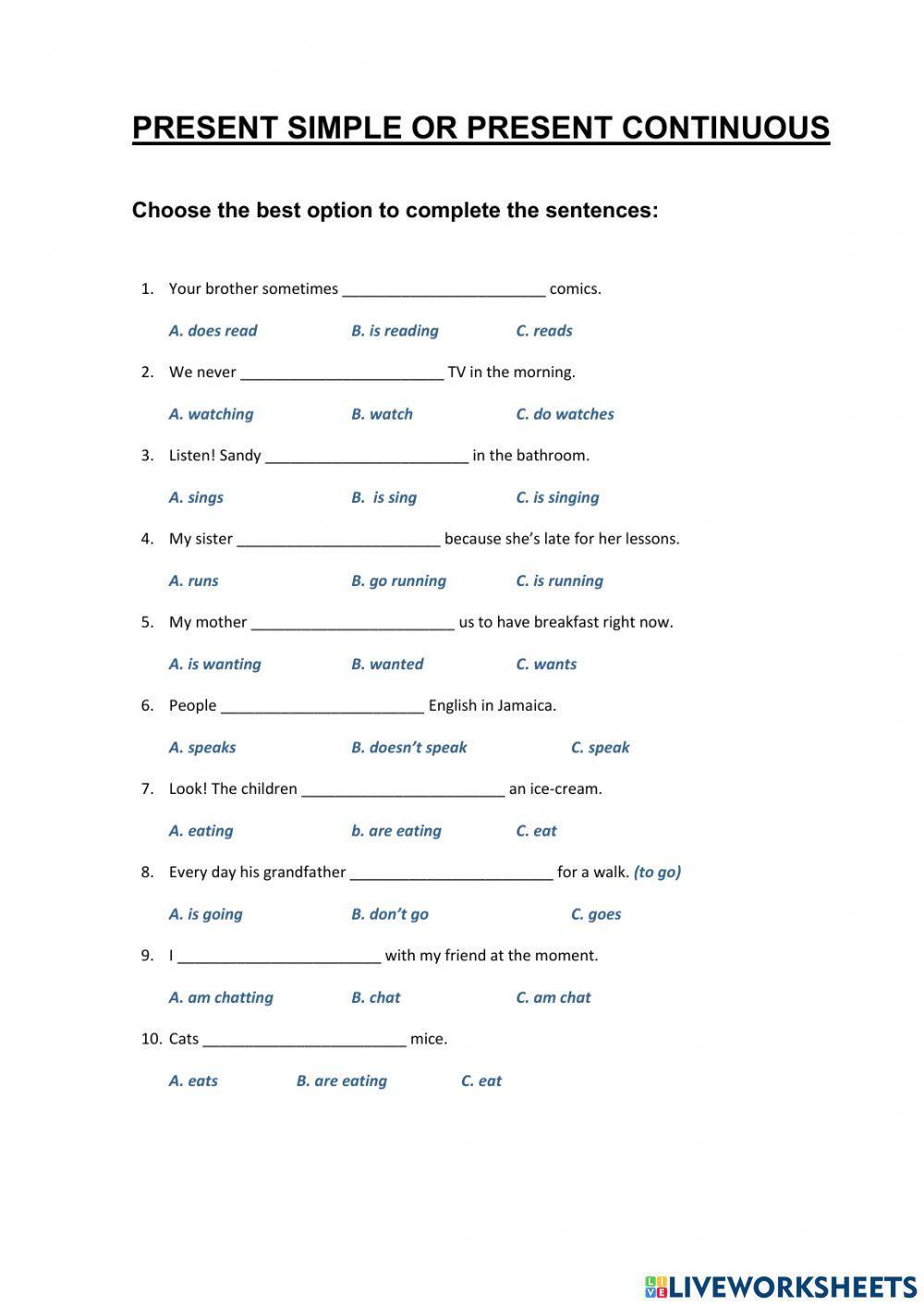 Present simple vs Continuous (3º ESO)