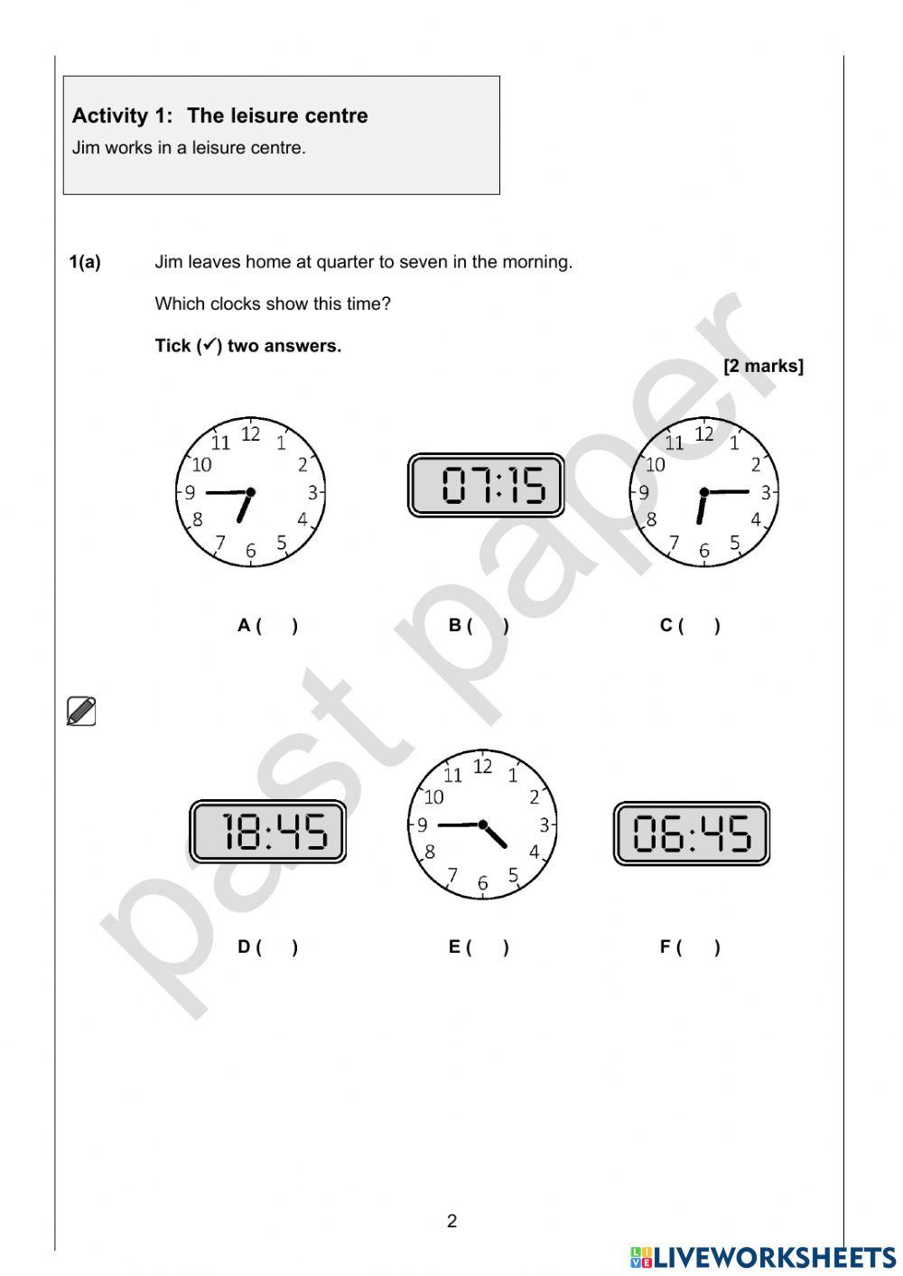 E2 maths non calculator ncfe online exercise for live worksheets