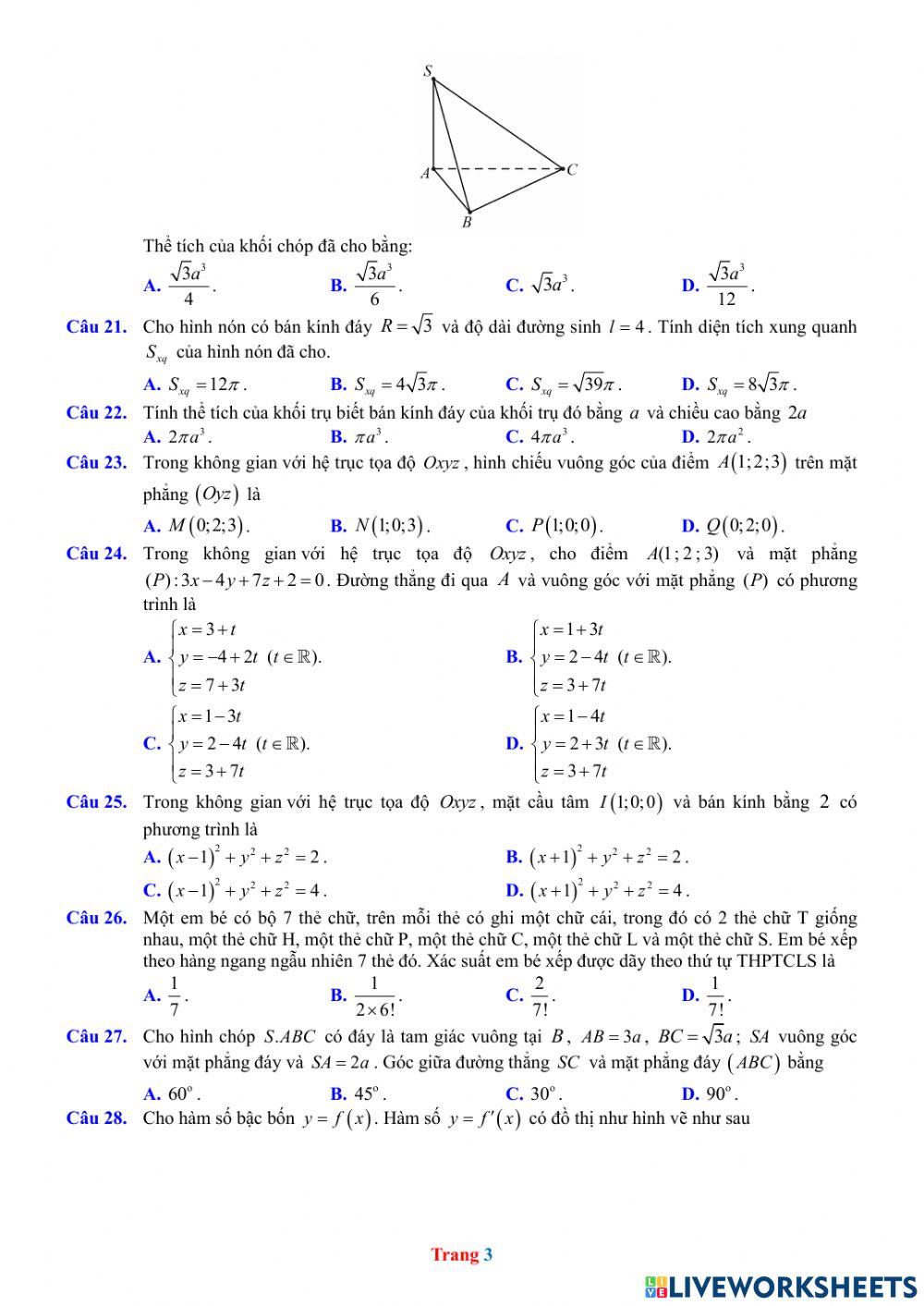 Đề thi thử THPT Chuyên Lam Sơn - Thanh Hóa