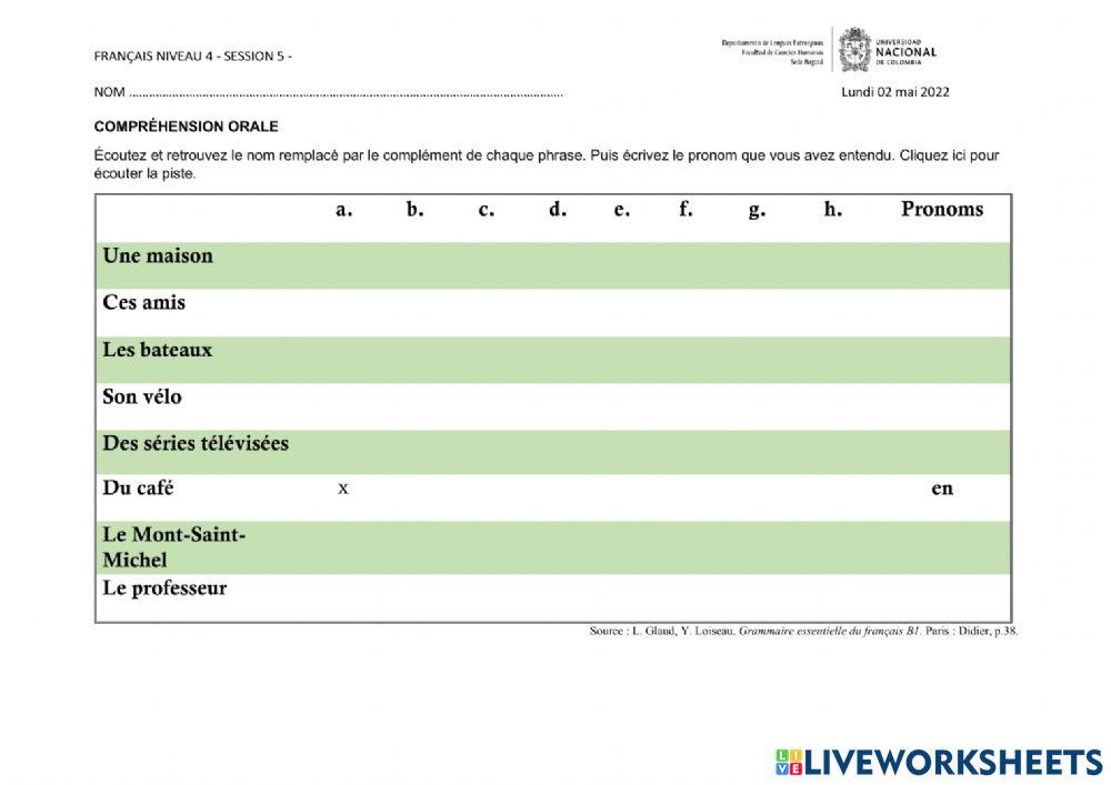 Compréhension orale Session 5