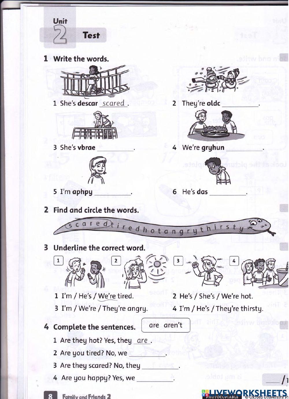 Test units 1-3- Family and Friends 2