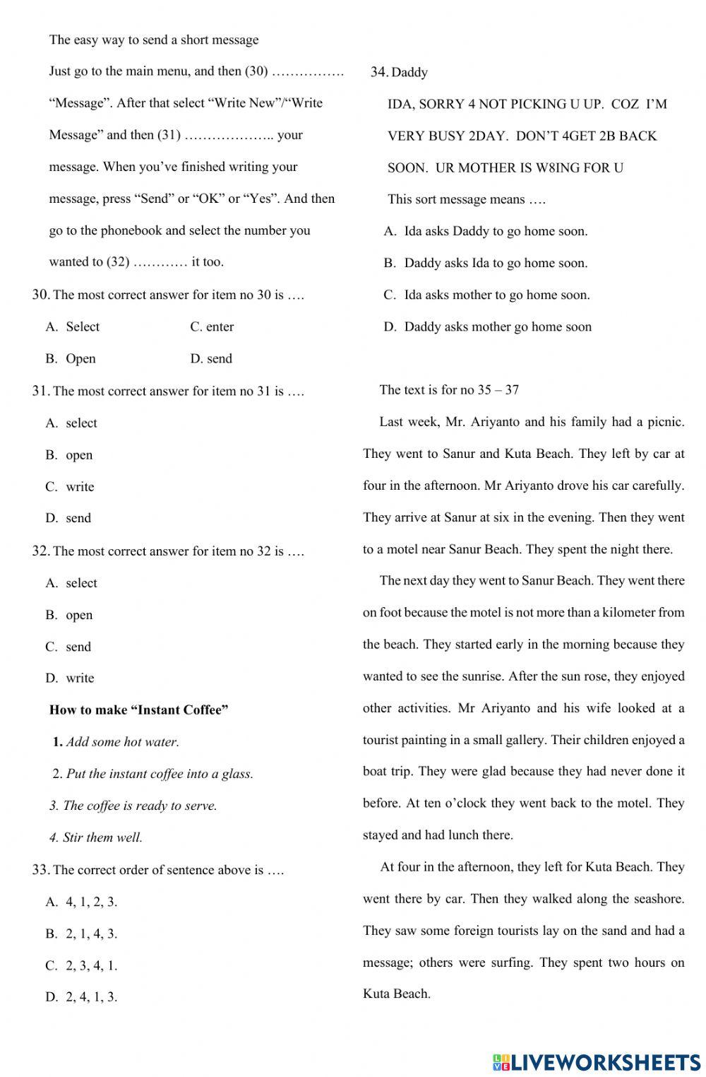 Latihan untuk kelas 9