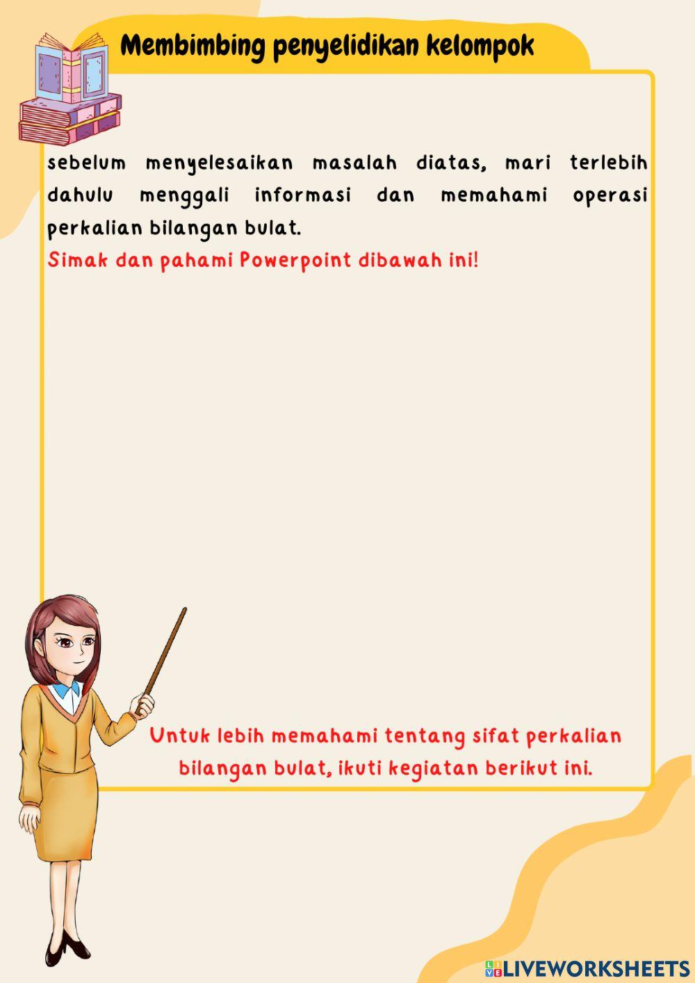 Operasi perkalian  bilangan bulat