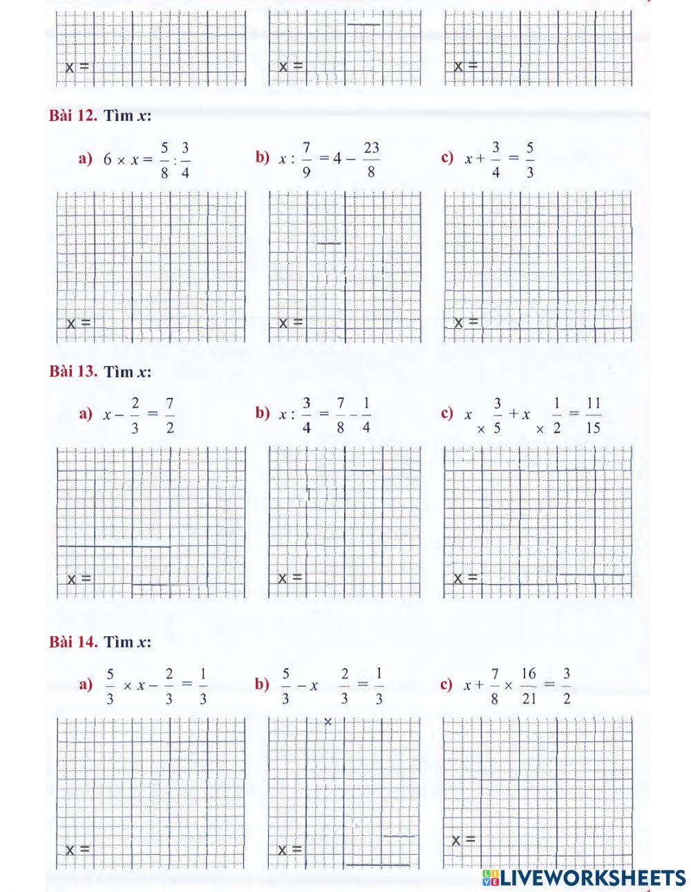 Toán 4 lên 5 - Dạng 5: Các dạng toán tìm x