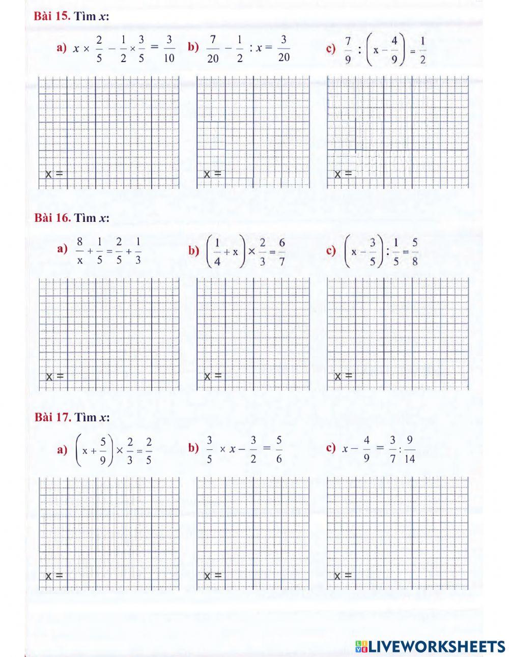 Toán 4 lên 5 - Dạng 5: Các dạng toán tìm x