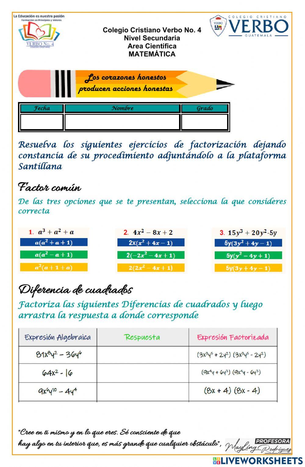 Casos de factorización Casos de factorización