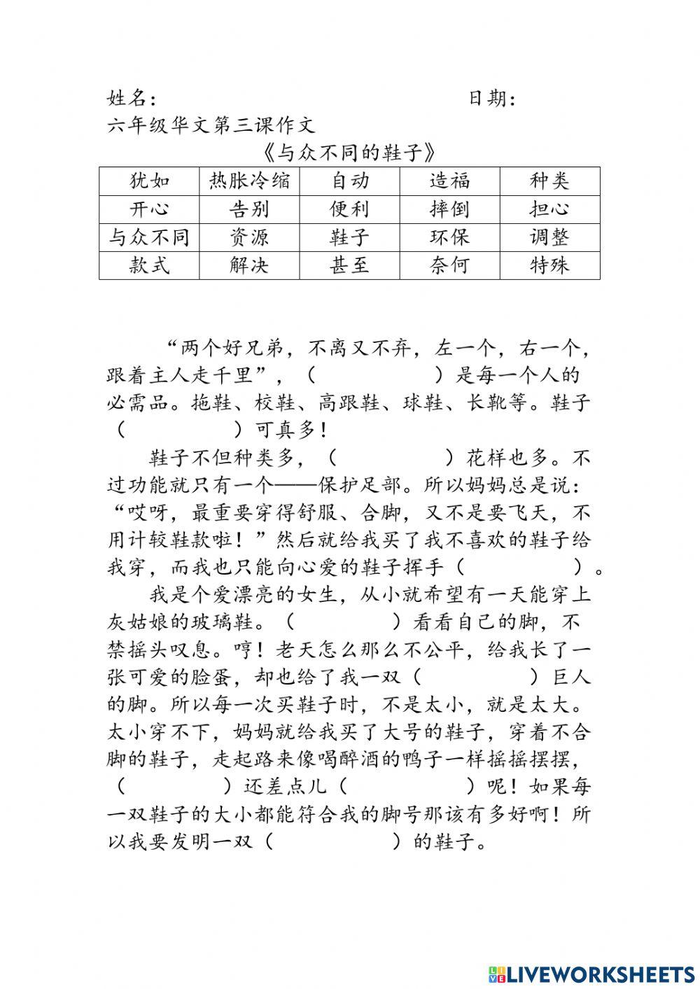 第三课与众不同的鞋子