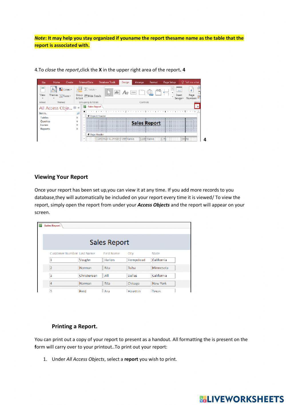 Lesson 2    Adding Fields Saving Viewing and Printing A Report