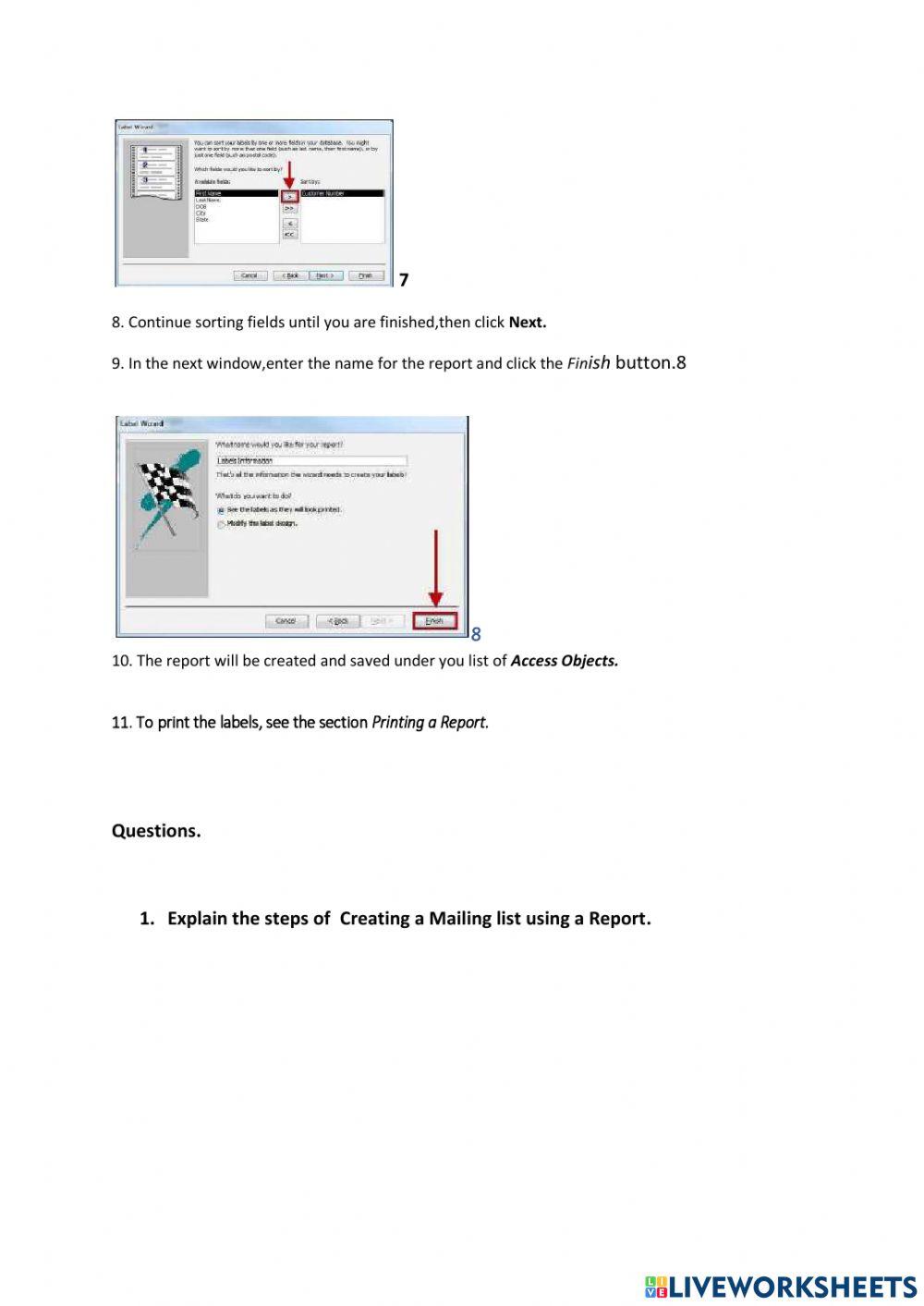 Lesson 3 Creating Mailing Labels using a Report