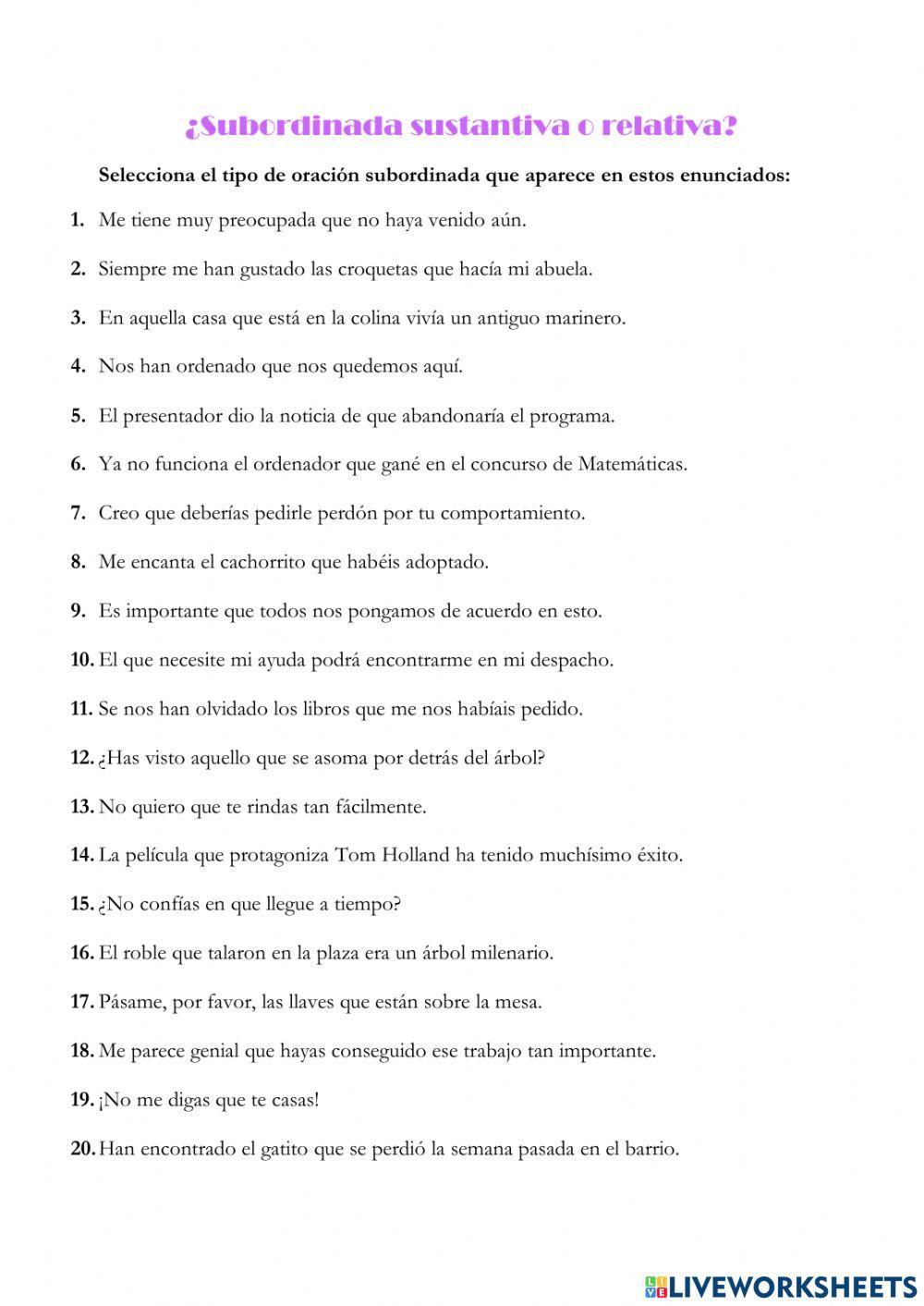 ¿Subordinada sustantiva o relativa?
