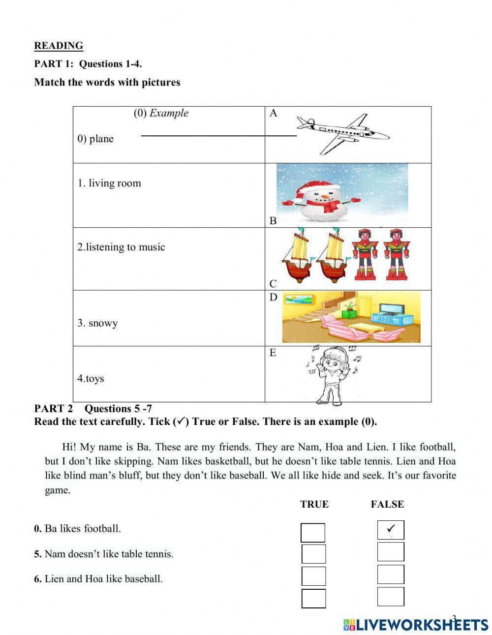 Đề thi thử cuối kì tiếng anh 3