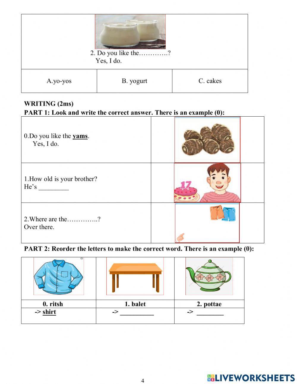 Đề thi thử học kì 2 lớp 2