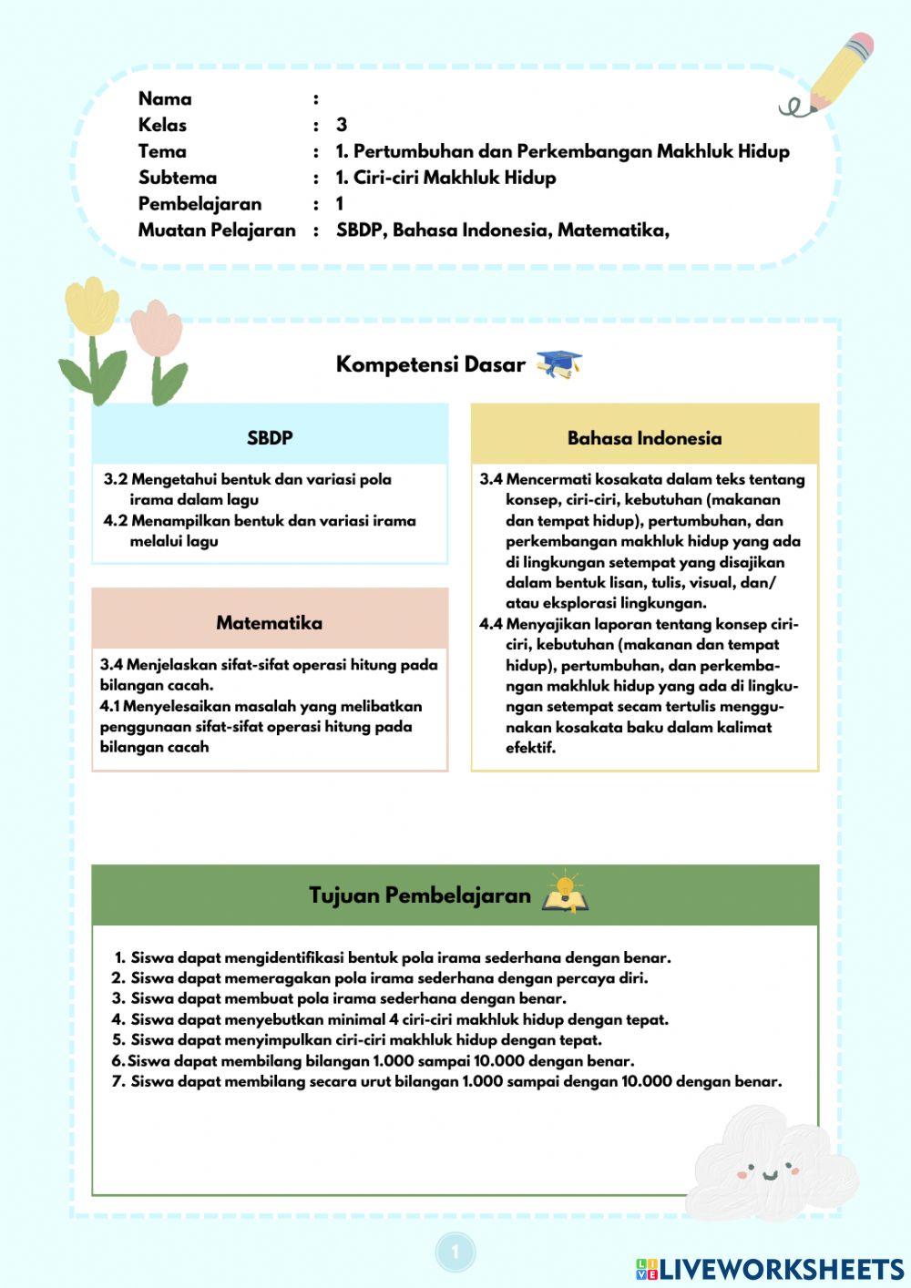LKPD Kelas 3 Tema 1 Subtema 1 PB.1