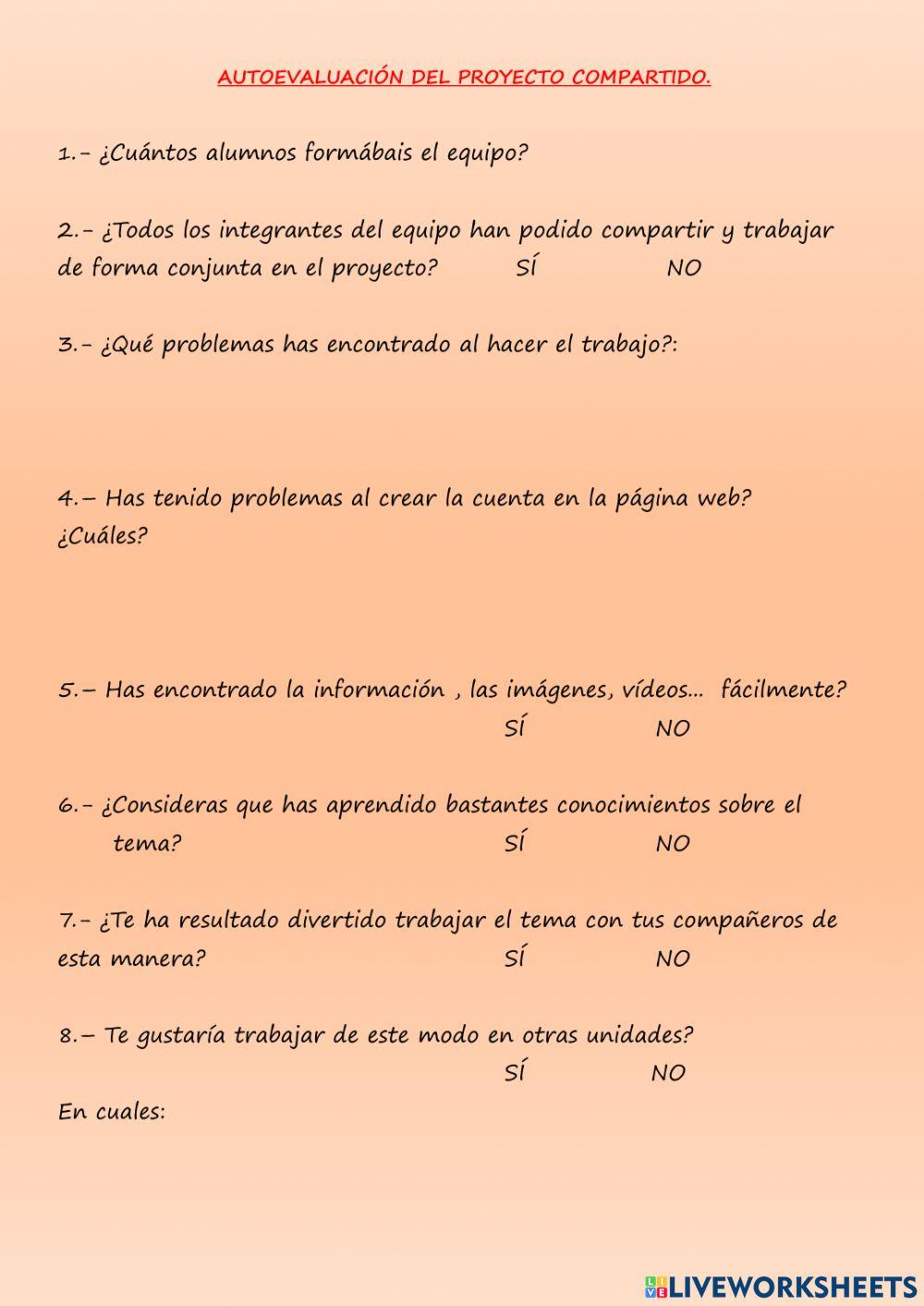 Evaluación. proyecto compartido