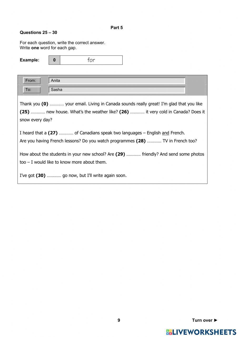 A2 2020 READING KEY FOR SCHOOLS SAMPLE TEST