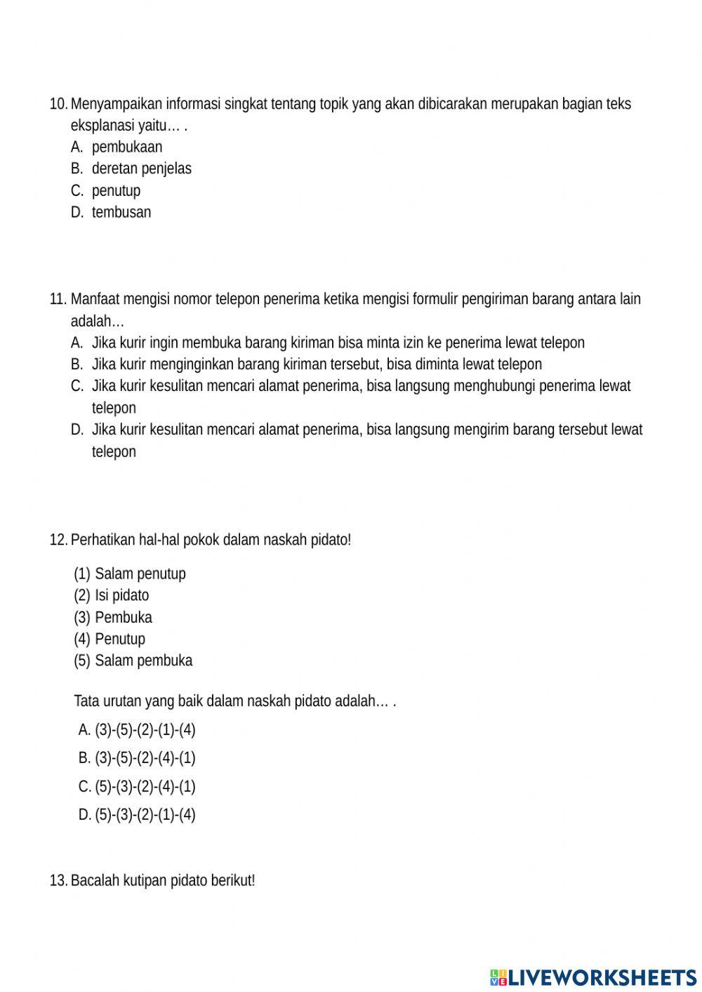 Soal UAS Muatan Bahasa Indonesia