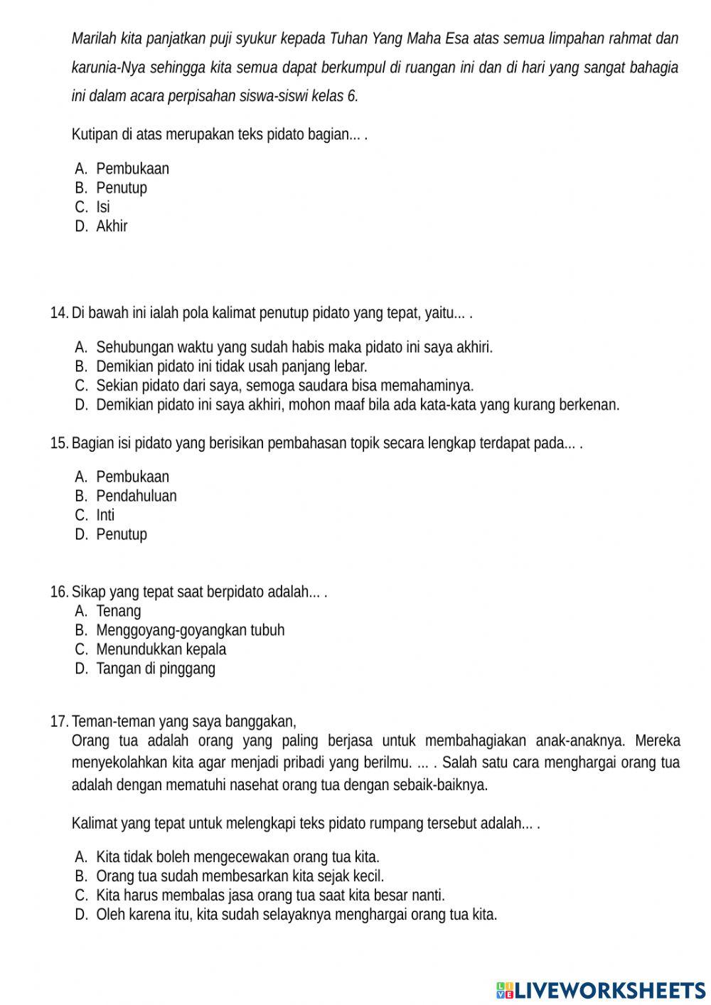 Soal UAS Muatan Bahasa Indonesia