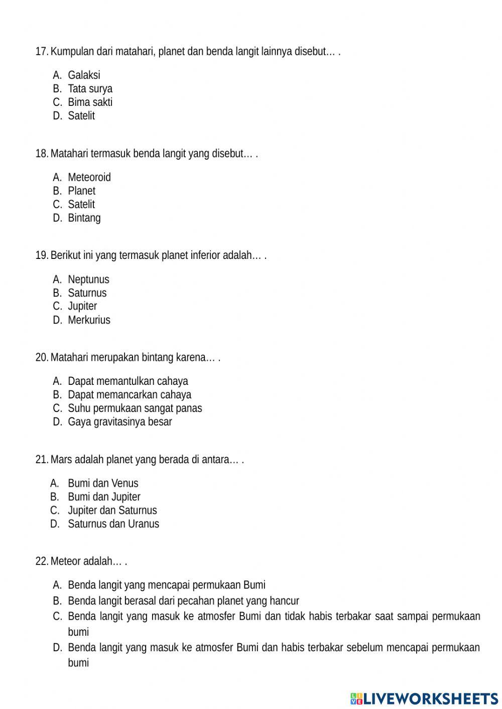Soal UAS Muatan IPA Soal UAS Muatan IPA