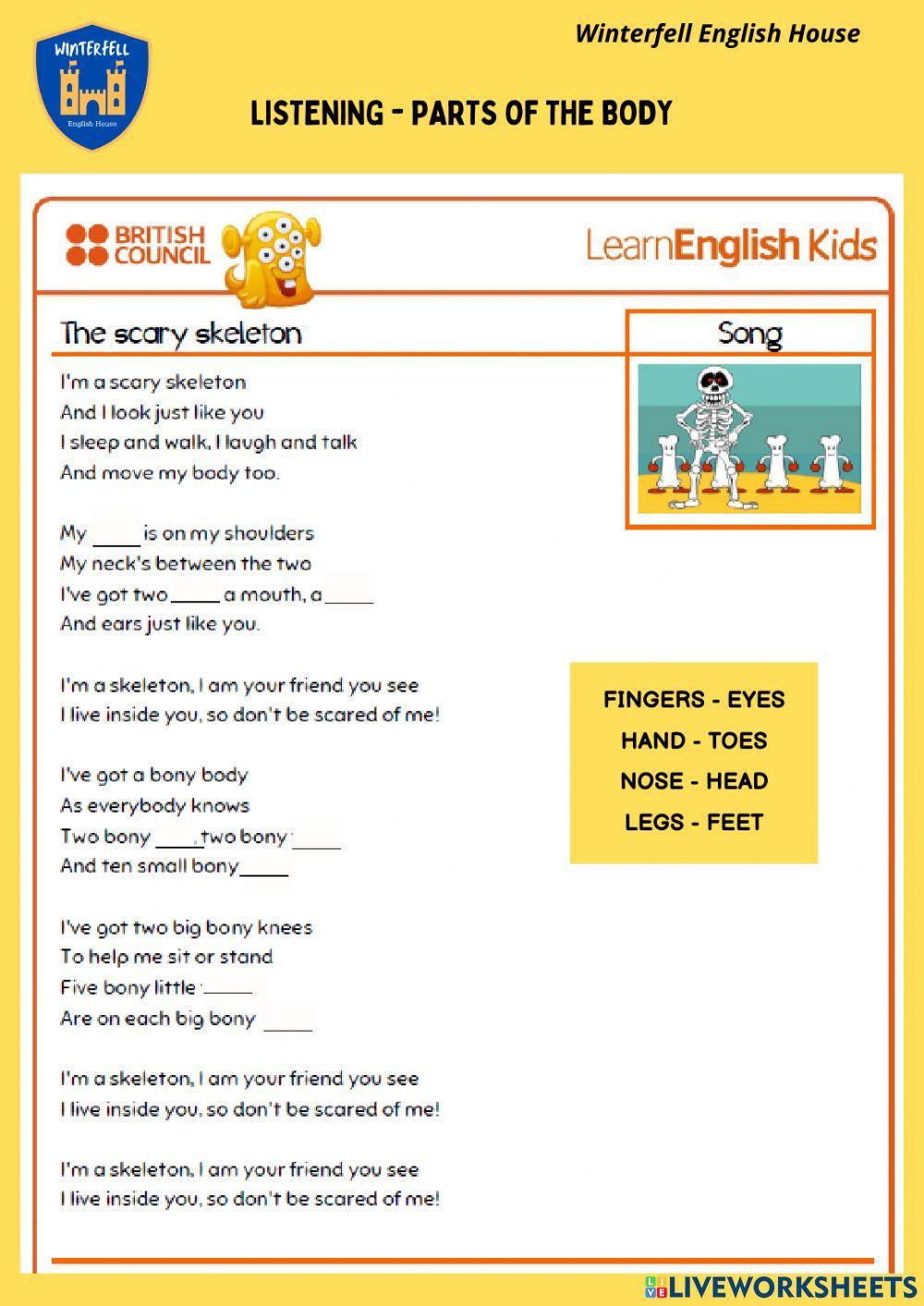 Listening: Parts of the body