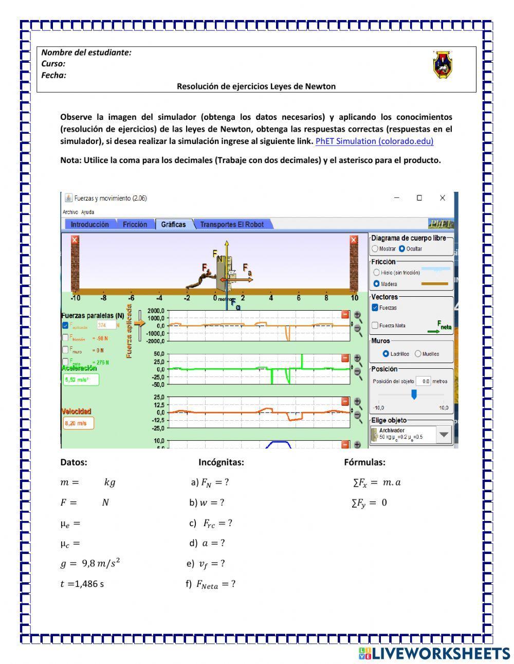 Ejercicio de las leyes de Newton