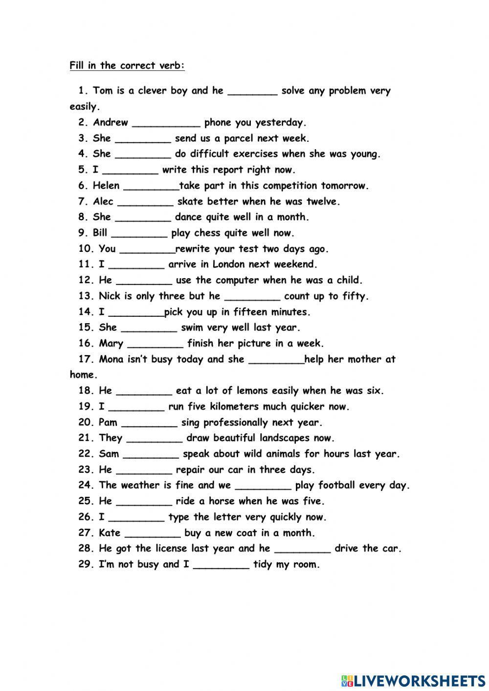 Can, could, will be able to