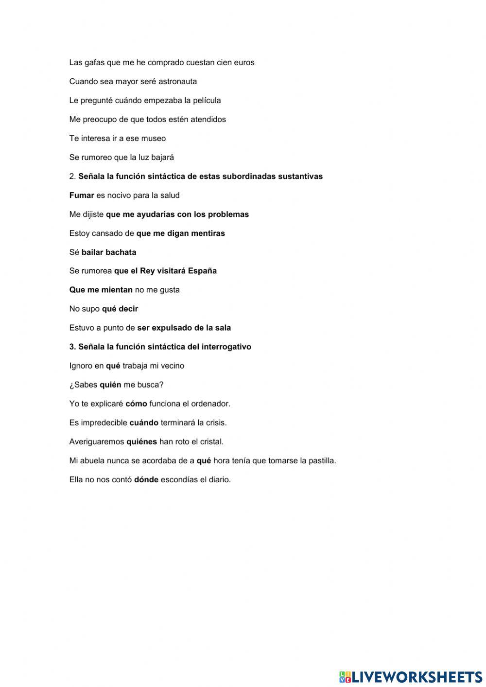 Subordinadas sustantivas