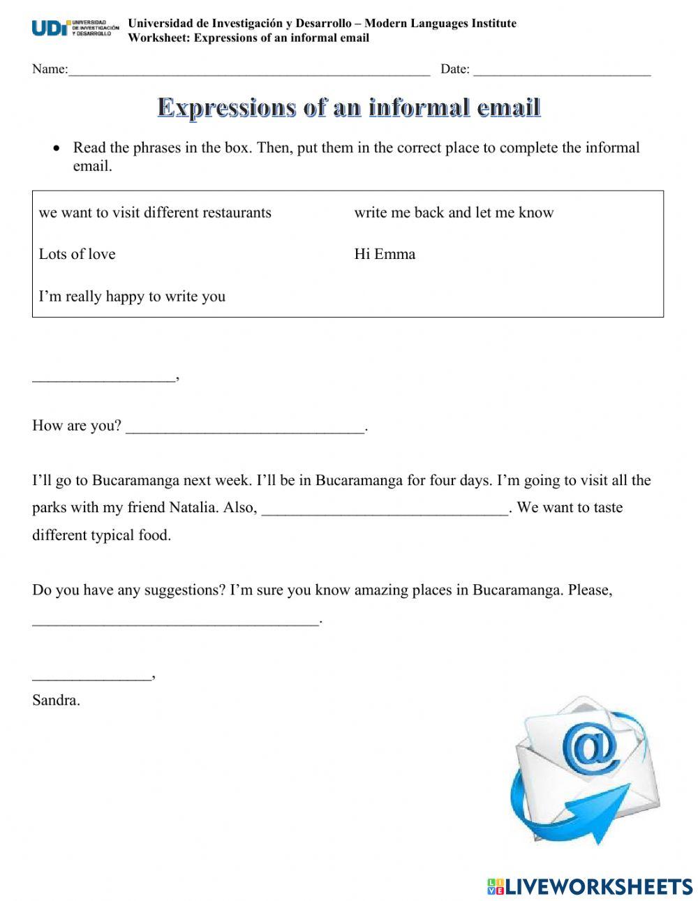 Informal email - expressions