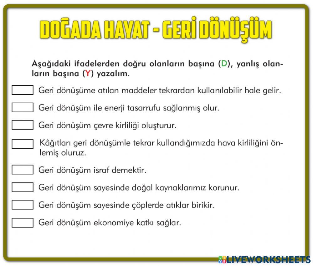 Doğada Hayat Geri Dönüşüm