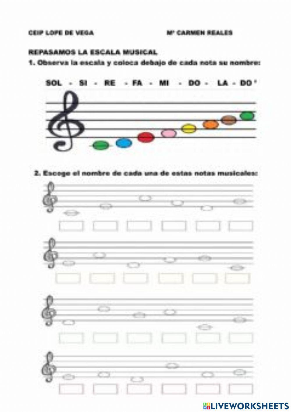 Ficha interactiva de notas musicales