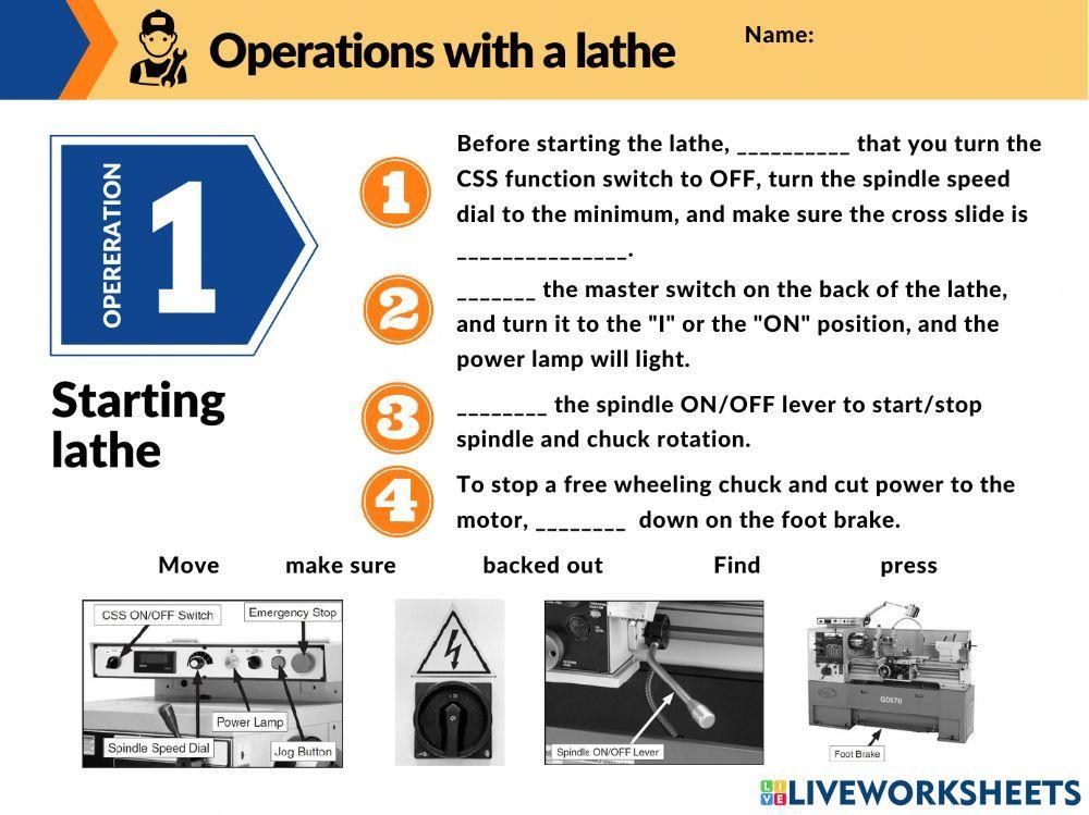 Operations with a lathe