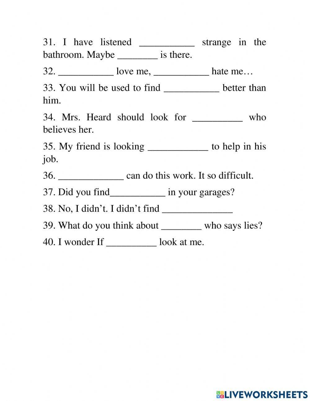 Indefinitive Pronouns