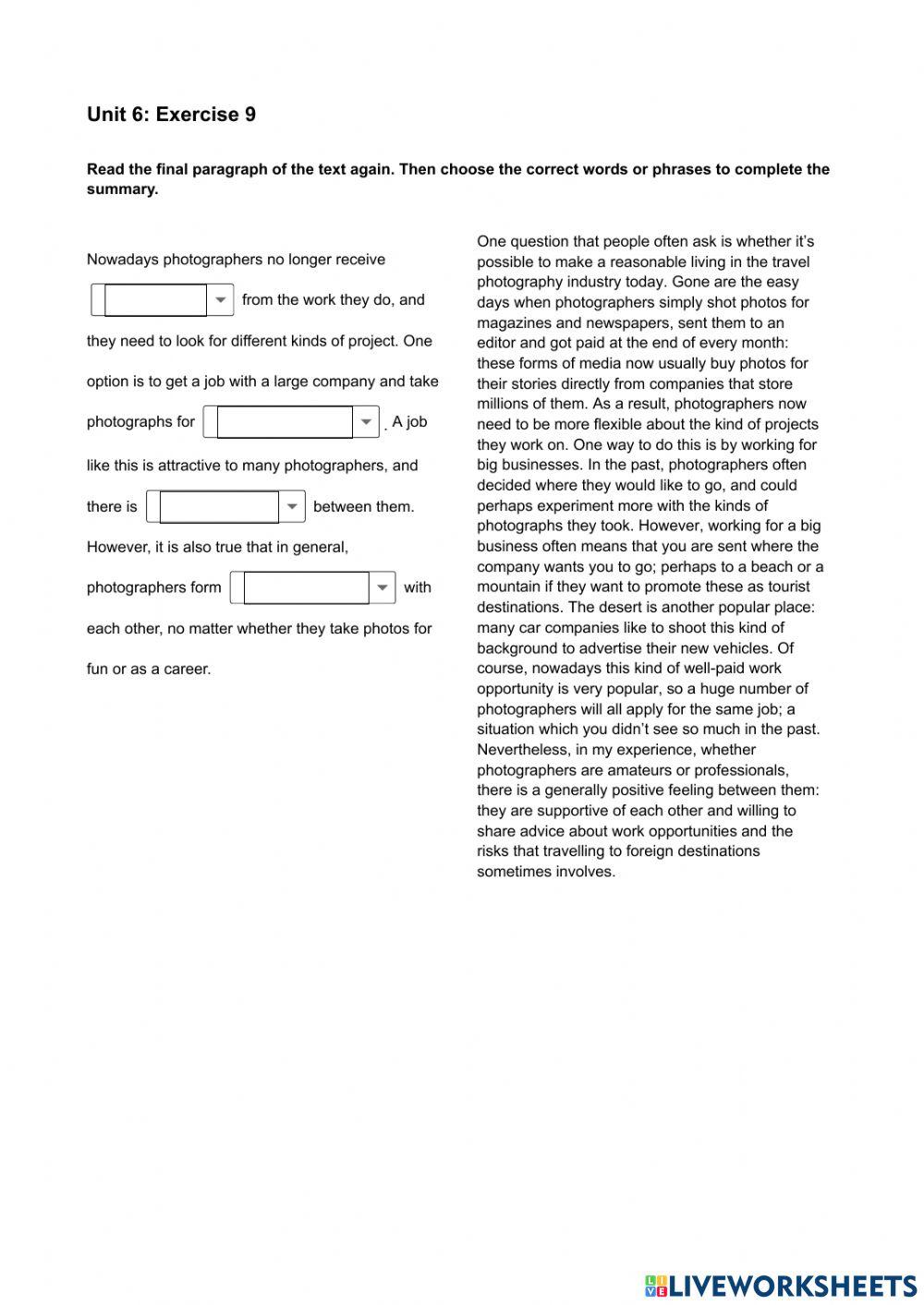 Mindset IELTS 1 - Reading Skills Modules - Unit 6 Ex9