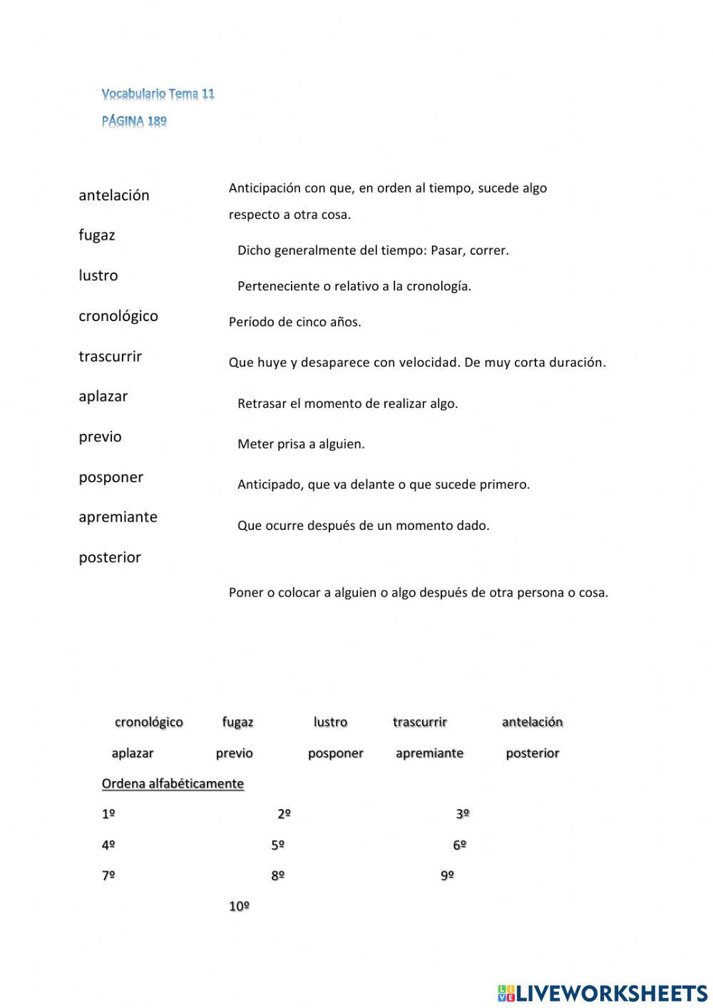 Vocabulario tema 11