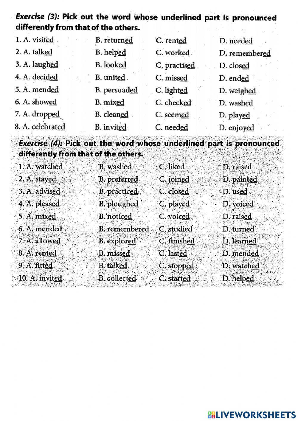 Ed pronunciation grade 9