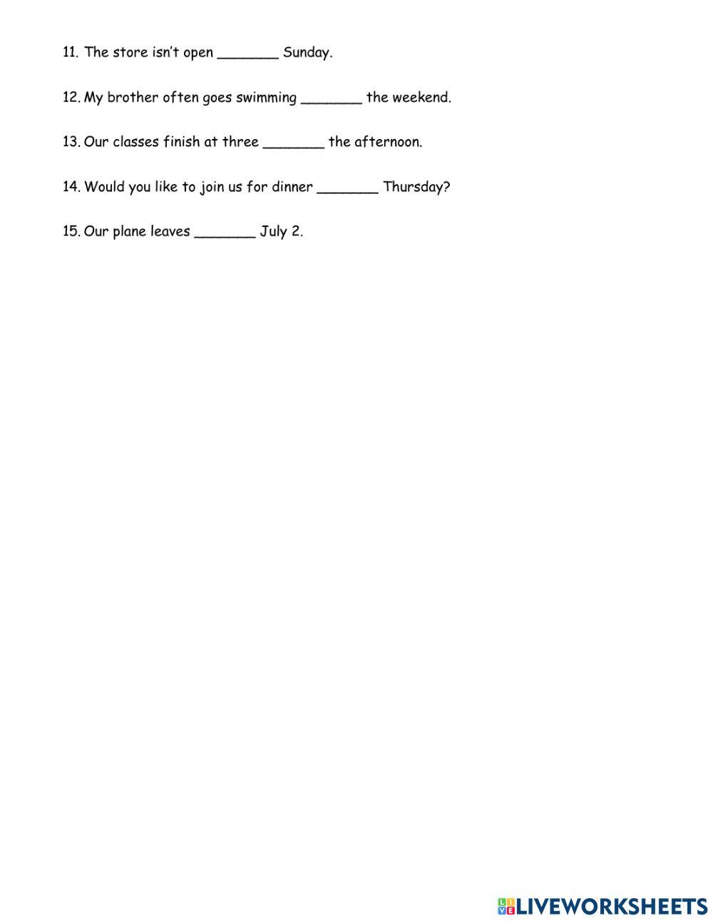 Prepositions of Time
