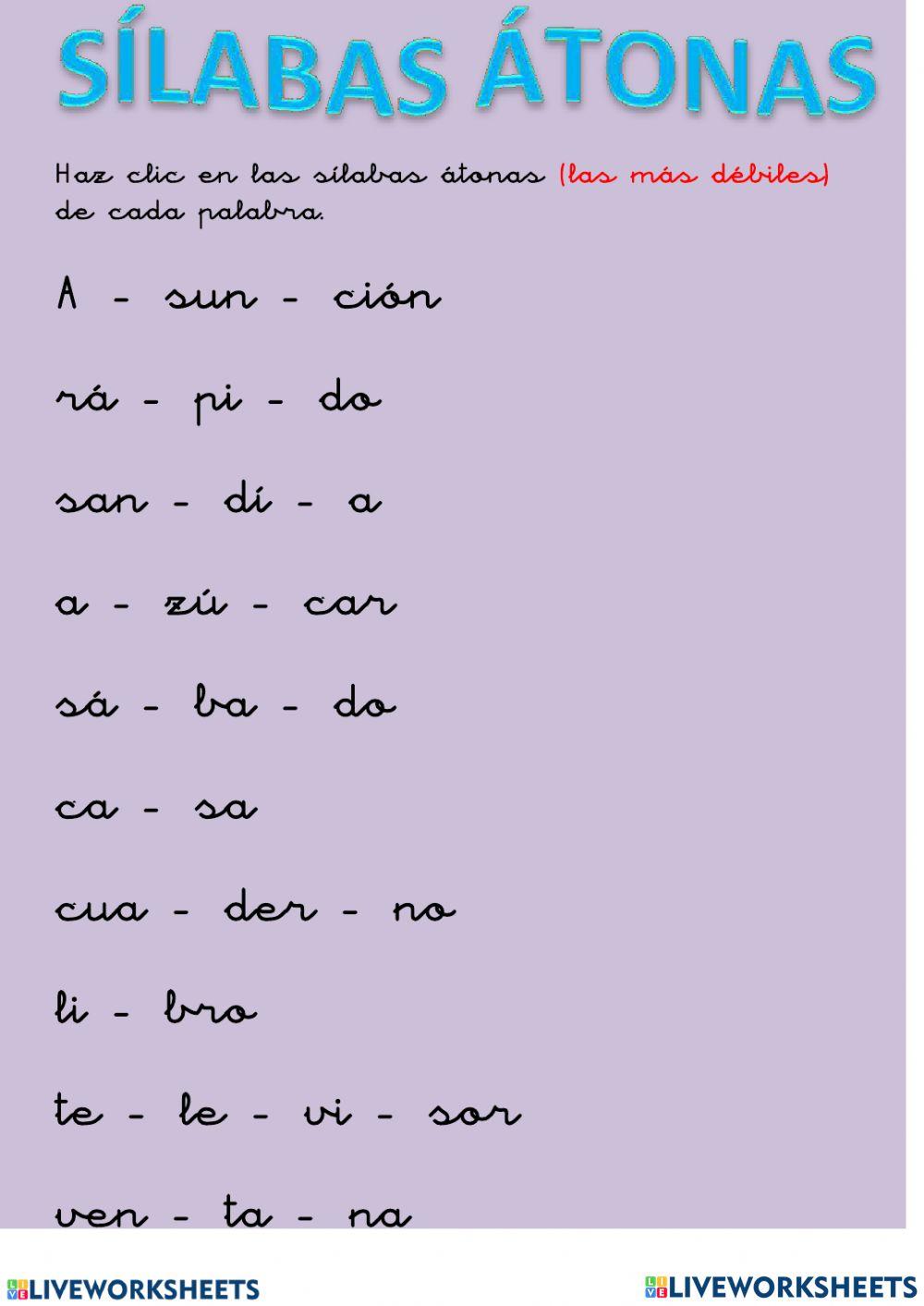 Sílaba tónica y átona