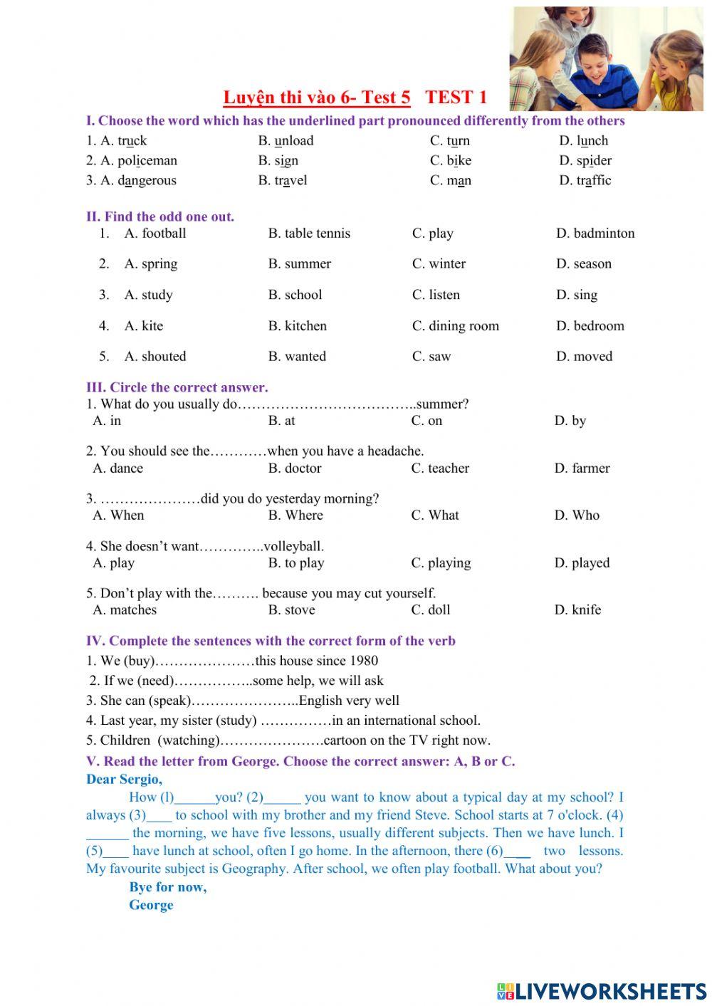 Luyện thi 6 Test 5