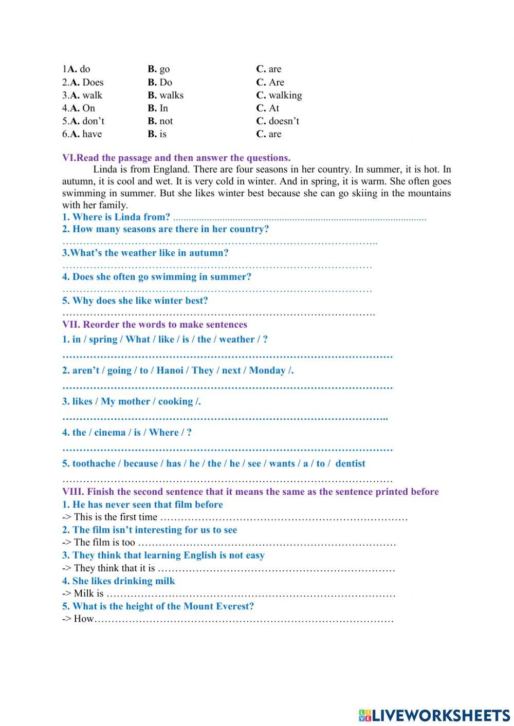 Luyện thi 6 Test 5