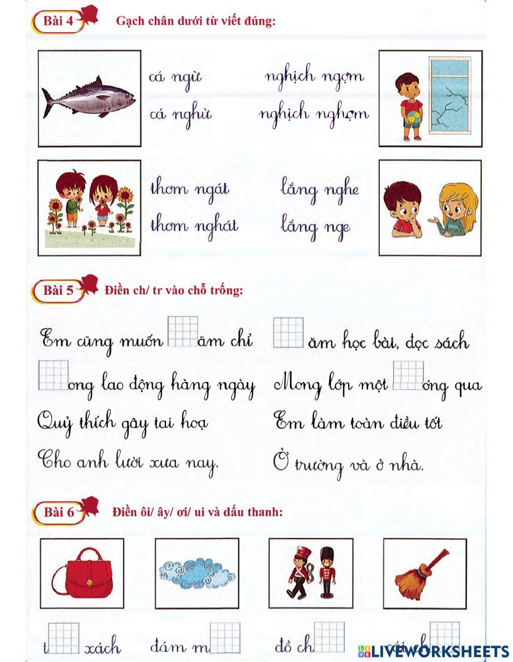 Tiếng Việt 1 lên 2 - Dạng 3: Chính tả