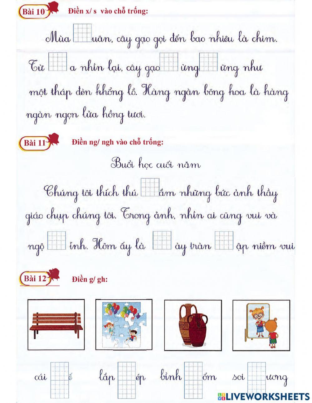 Tiếng Việt 1 lên 2 - Dạng 3: Chính tả