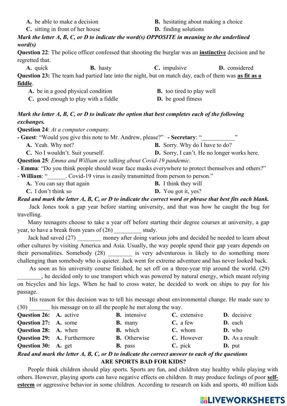 Grade 40- Test 12
